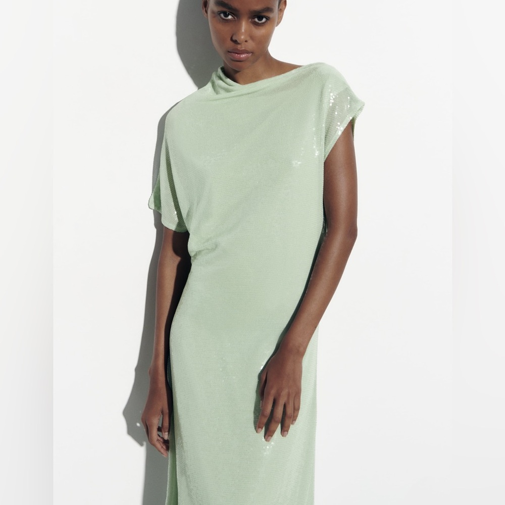 Zara Sequin Asymmetric Knit Limited Edition Dress - Picture 12 of 16